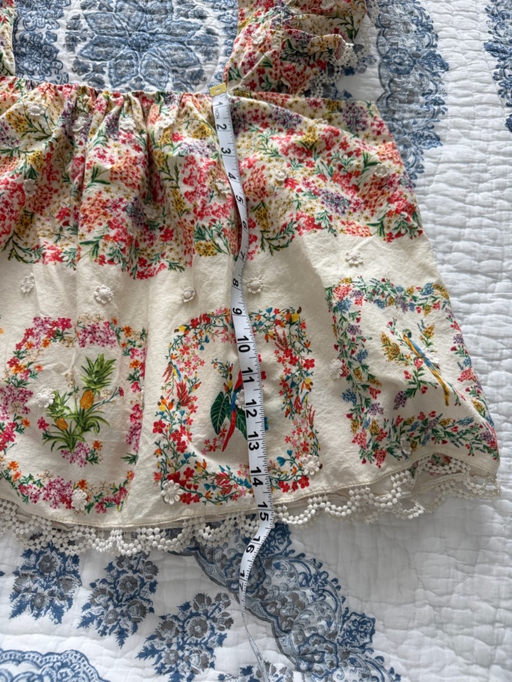 Farm Rio Cream Floral Ruffle-Sleeve Top - Picture 7 of 8